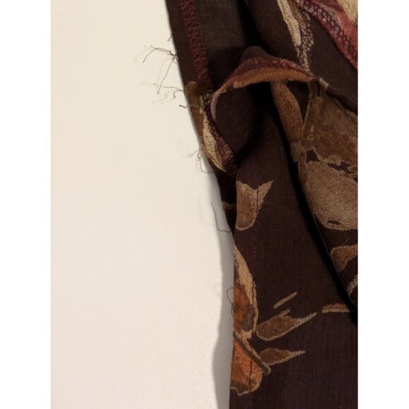 Vintage 90s Laura Ashley Burgundy Floral Faux-Wrap Maxi Skirt 12 - Picture 8 of 9